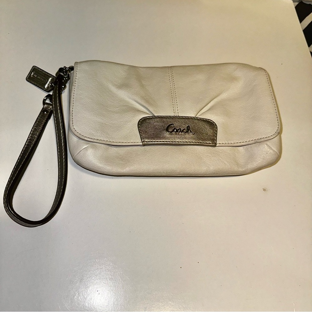 Coach White Wristlet Clutch